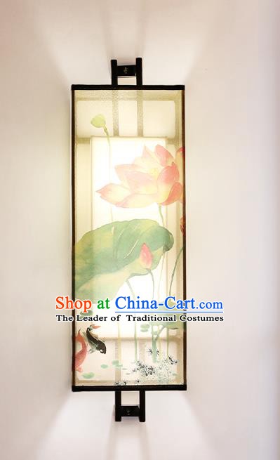 Traditional China Ancient Painting Lotus Wall Lanterns Handmade Lantern Ancient Lamp