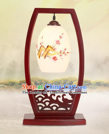 Traditional China Ancient Wood Table Lanterns Handmade Printing Plum Blossom Lantern Ancient Lamp