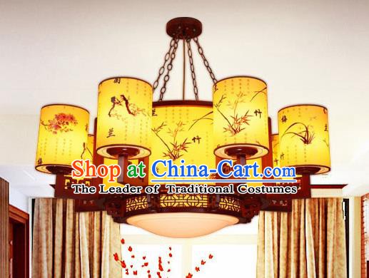 Traditional Chinese Painted Ceiling Lanterns Handmade Wood Palace Lantern Ancient Lamp