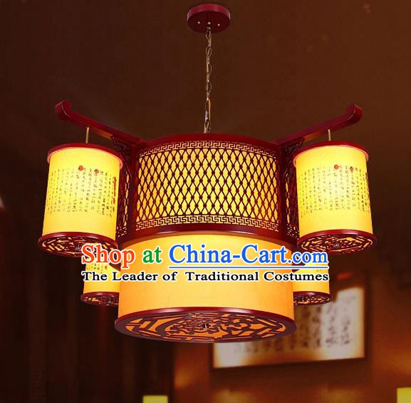 Traditional Chinese Wood Palace Ceiling Lanterns Handmade Hanging Lantern Ancient Lamp