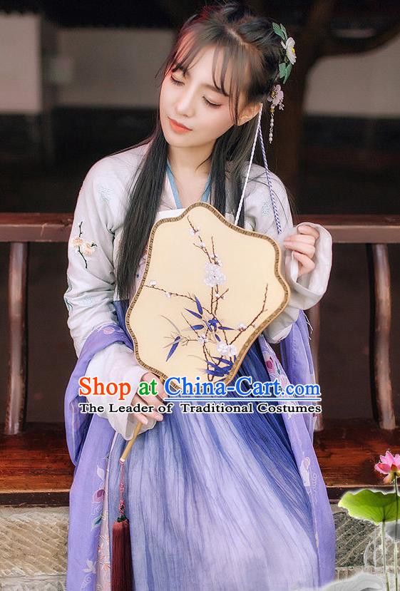 Chinese Ancient Historical Embroidered Costume Tang Dynasty Princess Dress for Women