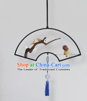 Traditional Chinese Fan Hanging Ceiling Lanterns Ancient Handmade Lantern Ancient Lamp