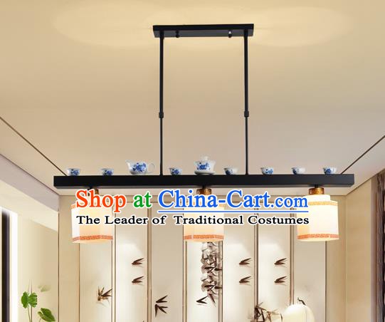 Traditional Chinese Iron Ceiling Lanterns Ancient Handmade Three-Lights Hanging Lantern Ancient Lamp