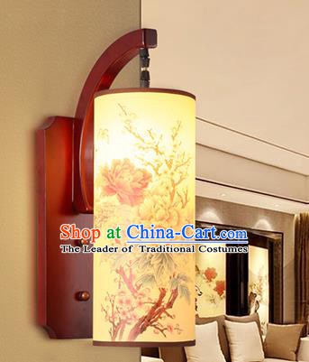 China Handmade Parchment Wall Lantern Painting Peony Lanterns Traditional Lamp