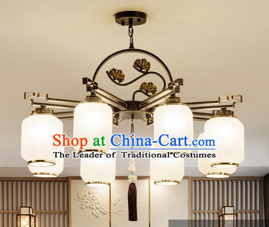 Traditional Handmade Chinese Iron Carving Hanging Lanterns Ancient Eight-Lights Ceiling Lantern Ancient Lamp