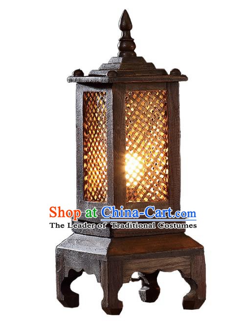 Thailand Handmade Wood Lantern Southeast Asian Desk Lanterns Traditional Lamp