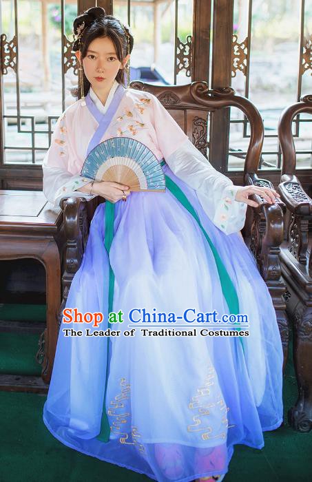 China Ancient Song Dynasty Nobility Lady Embroidered Costume for Women