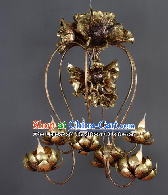 Traditional Thailand Handmade Iron Hanging Lantern Southeast Asian Ceiling Lanterns Religion Lantern