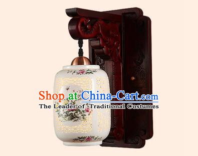 China Handmade Ceramics Lantern Ancient Wood Wall Lanterns Traditional Painted Lamp