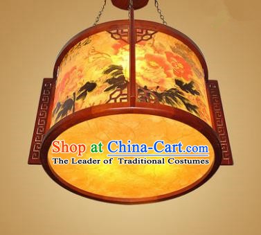 Traditional Chinese Hanging Palace Lantern Handmade Painting Peony Ceiling Lanterns Ancient Lamp