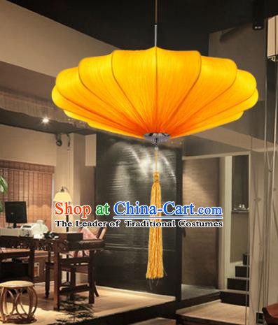 Traditional Chinese Orange Palace Lantern Handmade Hanging Lanterns Ancient Fabrics Lamp