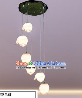 Top Grade Handmade Six-Lights Lotus Hanging Lanterns Traditional Chinese Ceiling Palace Lantern Ancient Lanterns