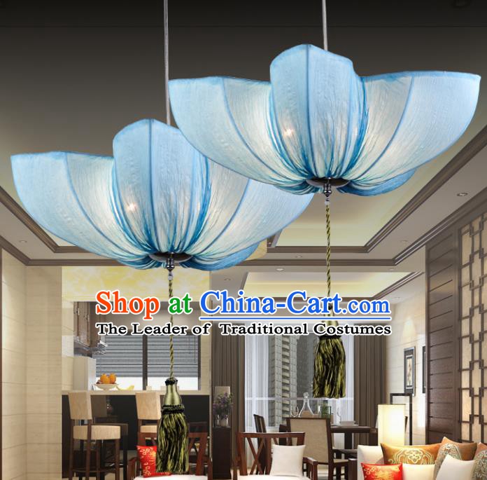 Top Grade Handmade Blue Hanging Lanterns Traditional Chinese Ceiling Palace Lantern Ancient Lanterns