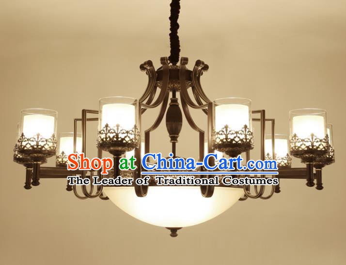 China Handmade Nine-Lights Ceiling Lanterns Traditional Chinese Iron Palace Lantern Ancient Lanterns