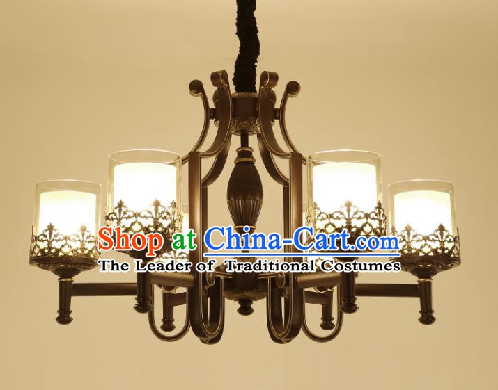 China Handmade Six-Lights Iron Ceiling Lanterns Traditional Chinese Palace Lantern Ancient Lanterns