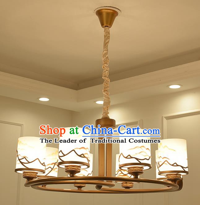 China Handmade Ceiling Lanterns Traditional Chinese Painted Eight-Lights Palace Lantern Ancient Lanterns