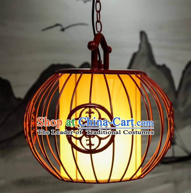 Top Grade Handmade Red Birdcage Palace Lanterns Traditional Chinese Iron Lantern Ancient Ceiling Lanterns