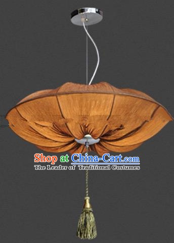 Top Grade Handmade Brown Lotus Leaf Lanterns Traditional Chinese Palace Lantern Ancient Ceiling Lanterns