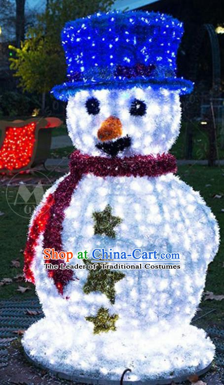 Traditional Christmas Snowman Light Show Decorations Lamps Stage Display Lamplight LED Lanterns