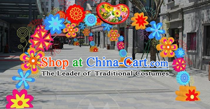 Handmade China Spring Festival Lights Flowers Archway Arrangement Lamplight Decorations Stage Display Lanterns