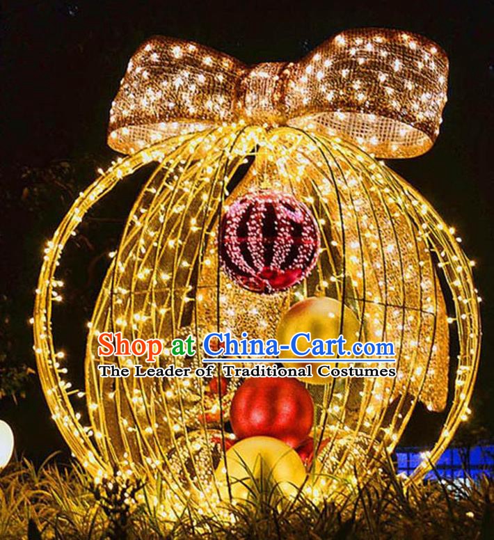 Traditional Handmade Christmas Shiny Decorations Bowknot Ball Lights Lamplight LED Lamp Lanterns