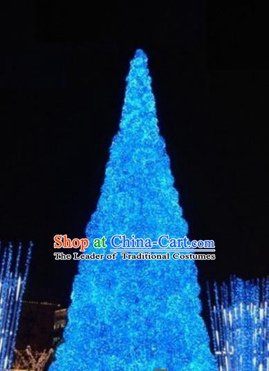 Traditional Handmade Christmas Light Show Decorations Blue Shiny Christmas Tree Lamplight LED Lanterns