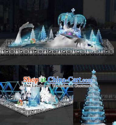 Traditional Handmade Christmas Tree Stage Display Decorations Shiny Lamplight LED Lanterns