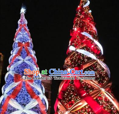 Traditional Shiny Bowknot Christmas Tree Lamps Stage Display Lights Decorations Lamplight LED Lanterns