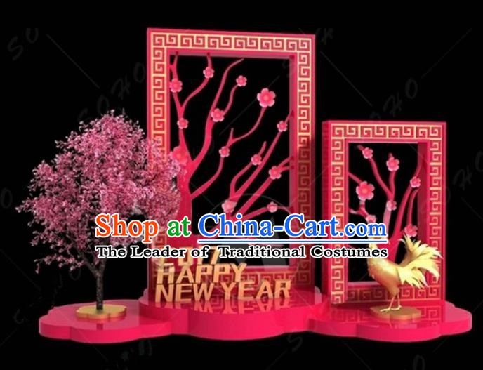 China Traditional New Year Lamp Peach Blossom Lamplight Decorations Stage Display Lanterns