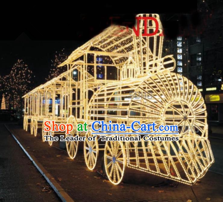 Traditional Christmas Train LED Lights Show Lamps Decorations Stage Lamplight Display Lanterns