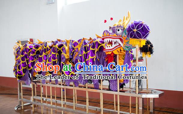 Chinese Professional Parade Purple Dragon Dance Costumes Lantern Festival Celebration Dragon Props Complete Set