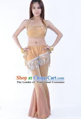 Traditional Indian Belly Dance Training Clothing India Oriental Dance Khaki Outfits for Women