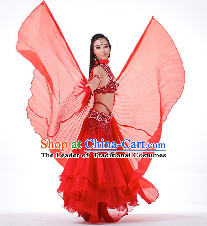 Indian Traditional Belly Dance Red Wings India Raks Sharki Props for Women