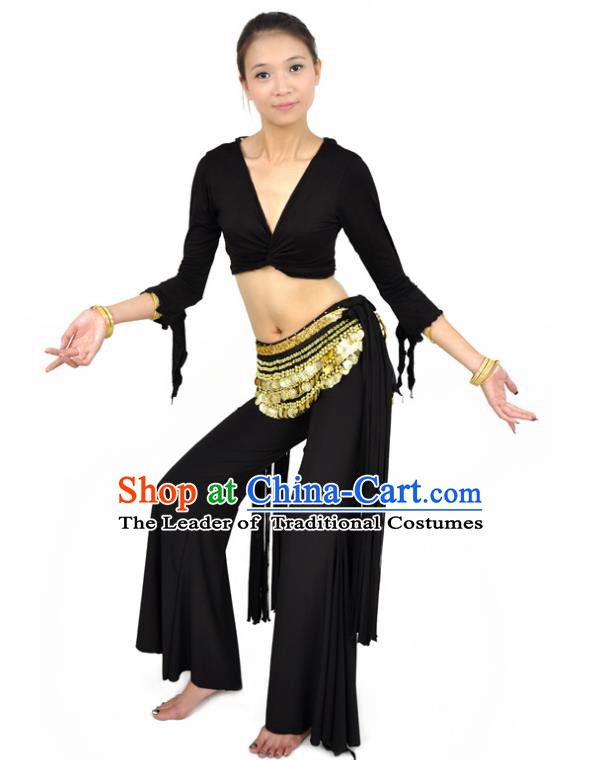 Traditional Indian Performance Dance Black Suits Belly Dance Costume for Women