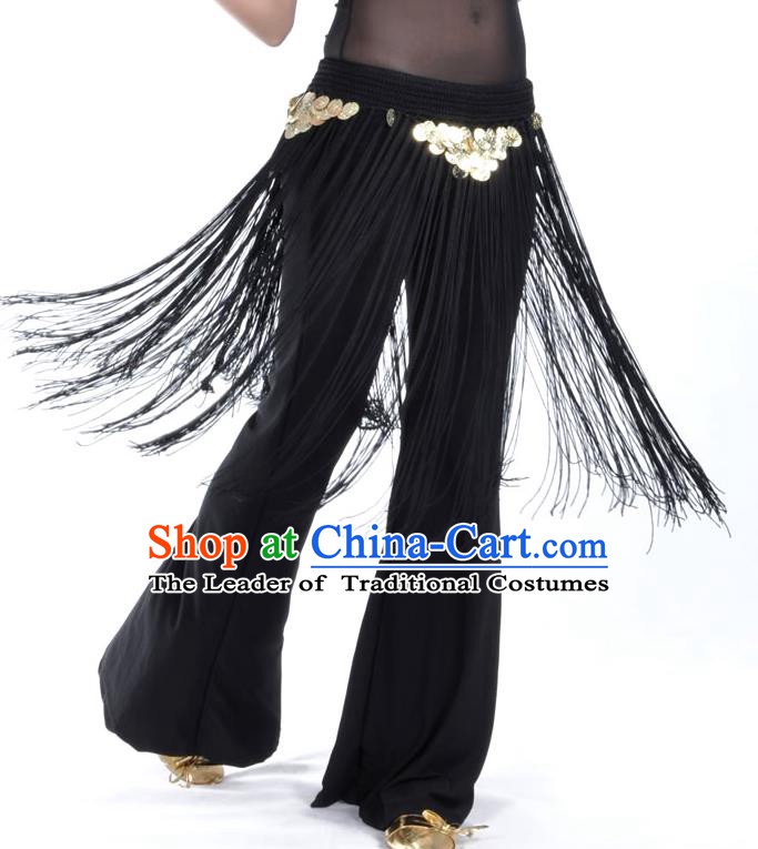 Indian Belly Dance Black Tassel Waist Chain Belts India Raks Sharki Waistband for Women