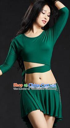 Traditional Indian Yoga Performance Green Uniforms Oriental Dance Belly Dance Costume for Women