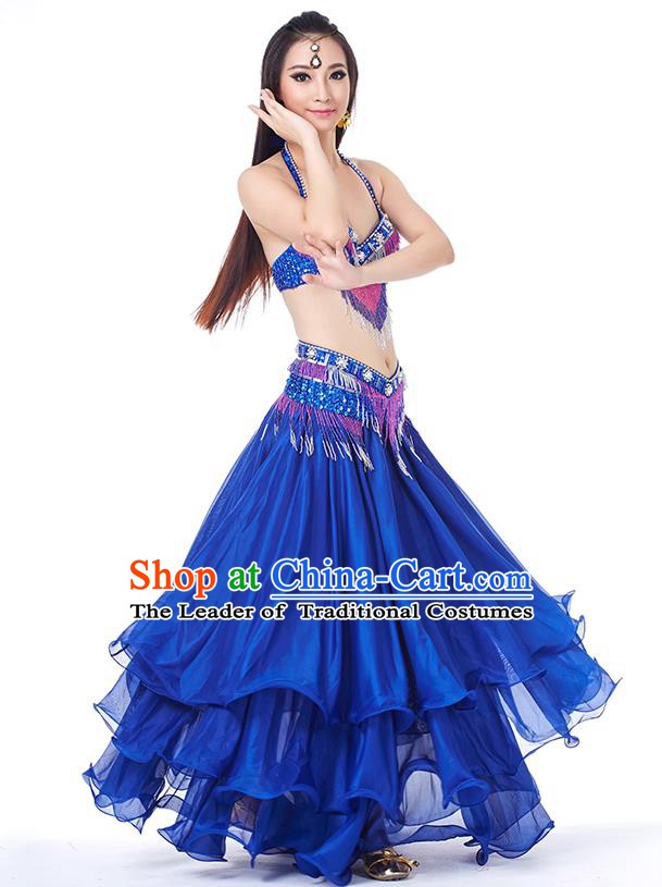 Traditional Oriental Bollywood Dance Costume Indian Belly Dance Royalblue Dress for Women