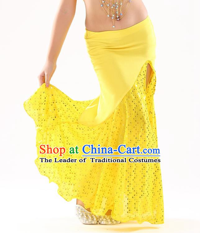 Traditional India Oriental Bollywood Dance Yellow Skirt Indian Belly Dance Costume for Kids