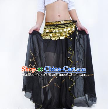 Indian Belly Dance Stage Performance Costume, India Oriental Dance Black Skirt for Women