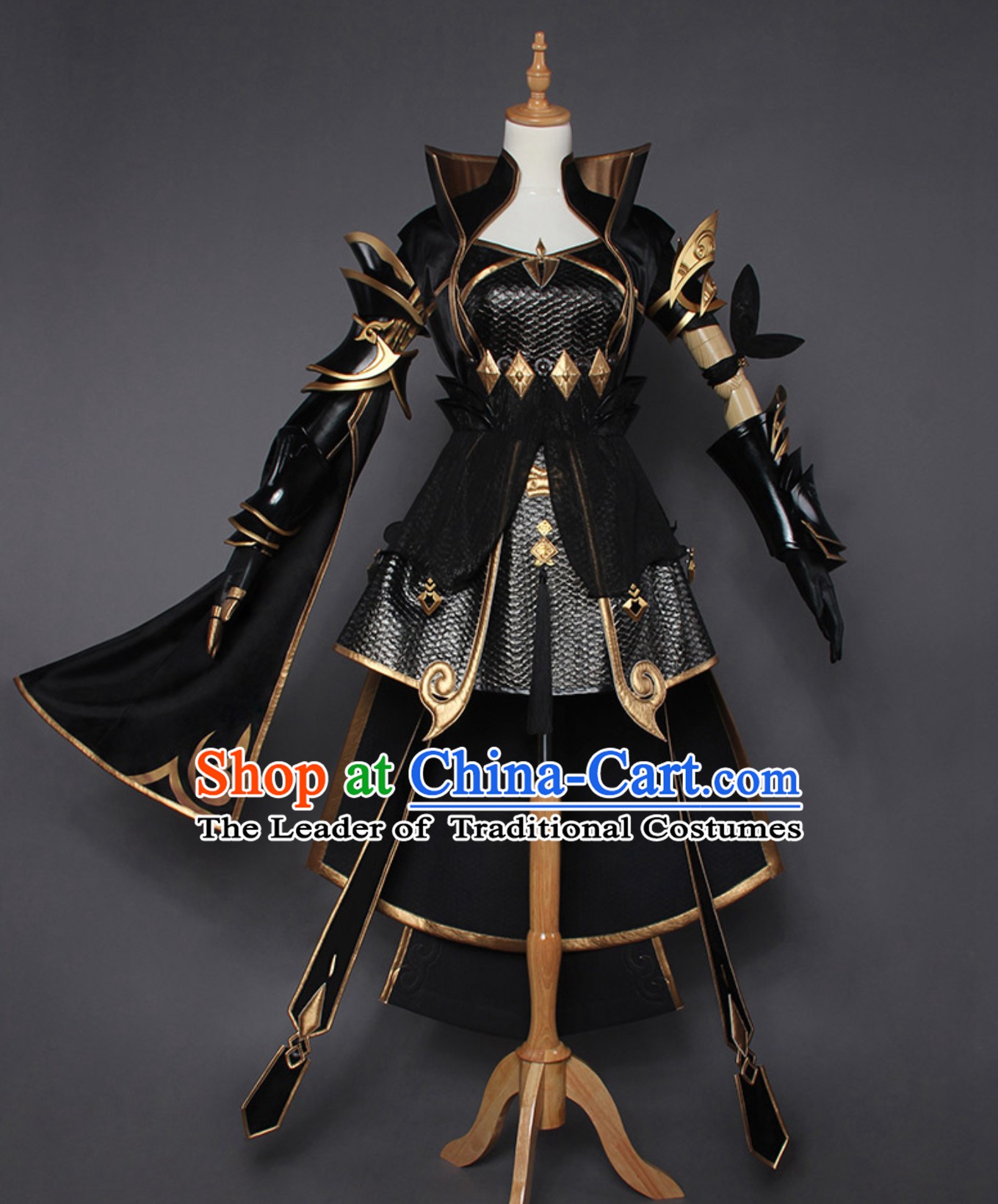 Asian Sexy Chinese Style Future Warrior Anime Costumes and Hair Accessories Complete Set