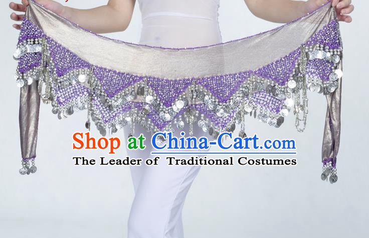 Indian Belly Dance Accessories Golden Sequin Purple Waist Chain Belts India Raks Sharki Waistband for Women