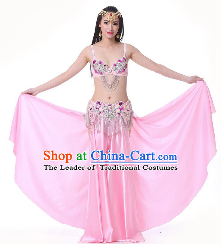 Asian Indian Belly Dance Costume Stage Performance Oriental Dance Pink Dress for Women