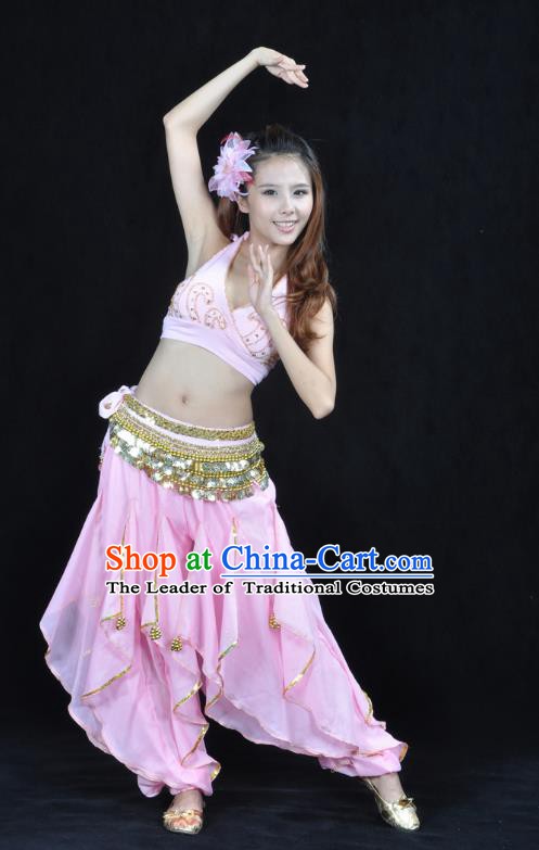 Asian Indian Traditional Costume Belly Dance Stage Performance Oriental Dance Pink Clothing for Women