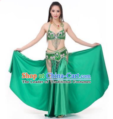 Asian Indian Traditional Costume Oriental Dance Green Dress Belly Dance Stage Performance Clothing for Women