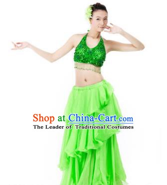 Indian Traditional Dance Green Dress Oriental Belly Dance Stage Performance Costume for Women