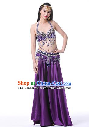 Indian Oriental Belly Dance Performance Costume Traditional Raks Sharki Dance Purple Dress for Women