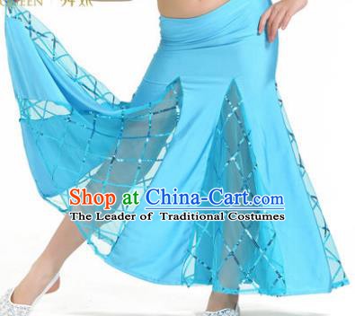 Indian Traditional Belly Dance Performance Costume Classical Oriental Dance Blue Fishtail Skirt for Kids