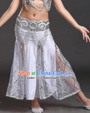 Indian Traditional Belly Dance Performance Costume Classical Oriental Dance White Fishtail Skirt for Kids