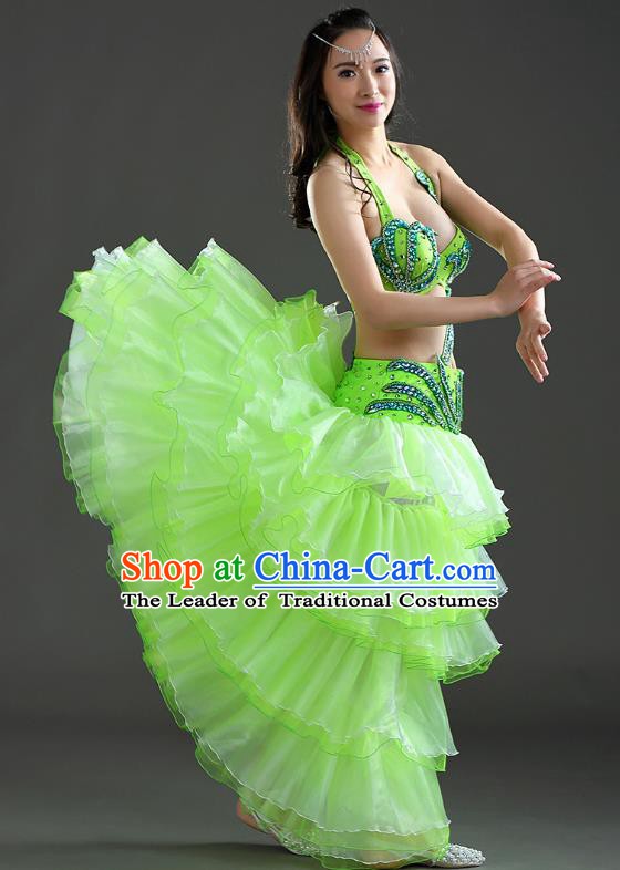 Indian Traditional Belly Dance Performance Light Green Dress Classical Oriental Dance Costume for Women