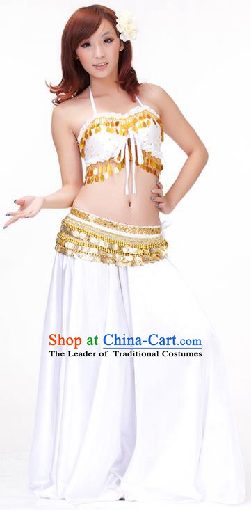 Indian Belly Dance White Dress Classical Traditional Oriental Dance Performance Costume for Women